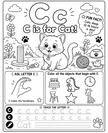 ASL Alphabet Coloring Book | Printable Digital PDF | ASL Learning Activity