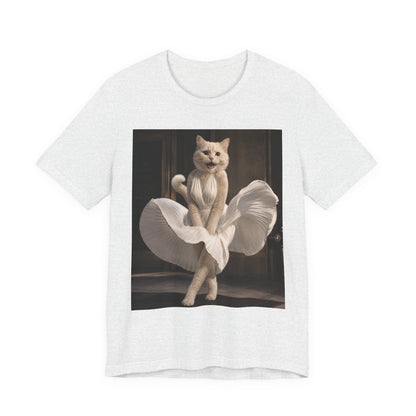 Funny Cat Graphic Tee, Retro Glam Cat Shirt, Vintage Inspired Cat Lover Tee, Cute Meme Cat Gift Cat in Marilyn Dress