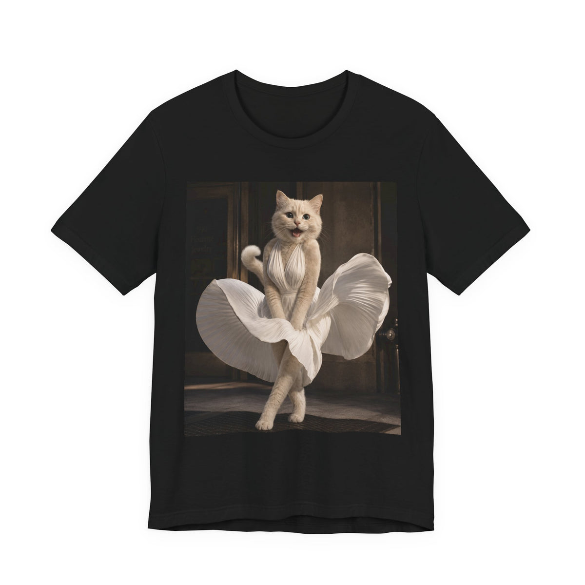Funny Cat Graphic Tee, Retro Glam Cat Shirt, Vintage Inspired Cat Lover Tee, Cute Meme Cat Gift Cat in Marilyn Dress