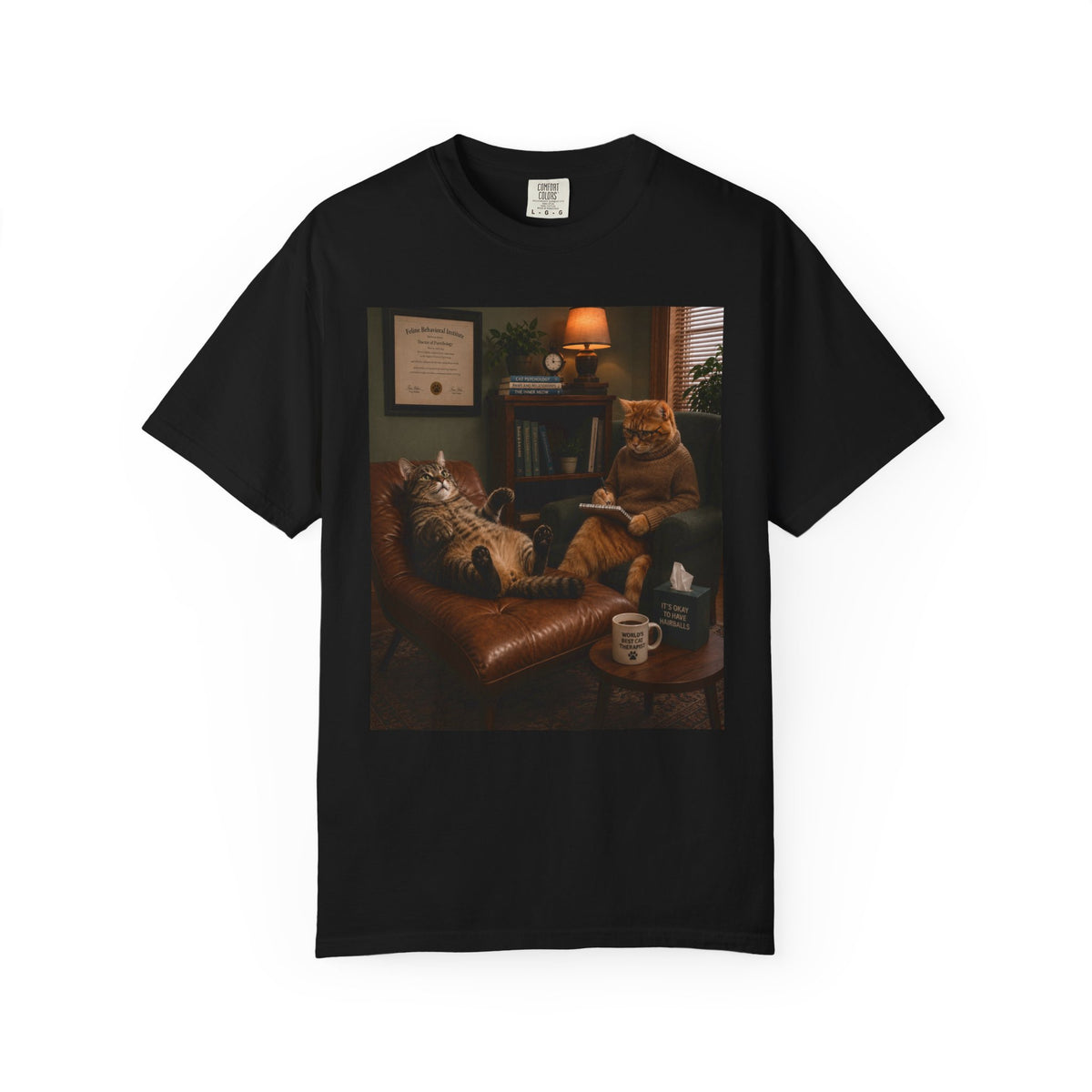 Funny Cat Therapist Shirt, Cat Therapy Tee, Emotional Support Cat Shirt, Introvert Cat Graphic Tee, Cozy Cat Lover Gift