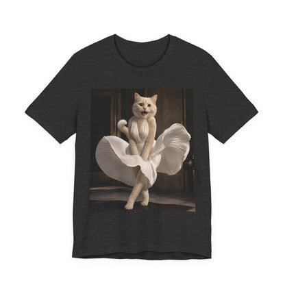 Funny Cat Graphic Tee, Retro Glam Cat Shirt, Vintage Inspired Cat Lover Tee, Cute Meme Cat Gift Cat in Marilyn Dress