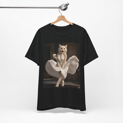 Funny Cat Graphic Tee, Retro Glam Cat Shirt, Vintage Inspired Cat Lover Tee, Cute Meme Cat Gift Cat in Marilyn Dress
