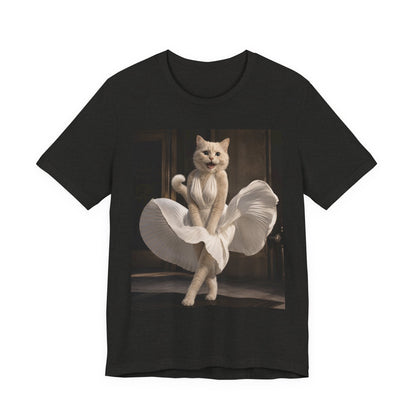 Funny Cat Graphic Tee, Retro Glam Cat Shirt, Vintage Inspired Cat Lover Tee, Cute Meme Cat Gift Cat in Marilyn Dress