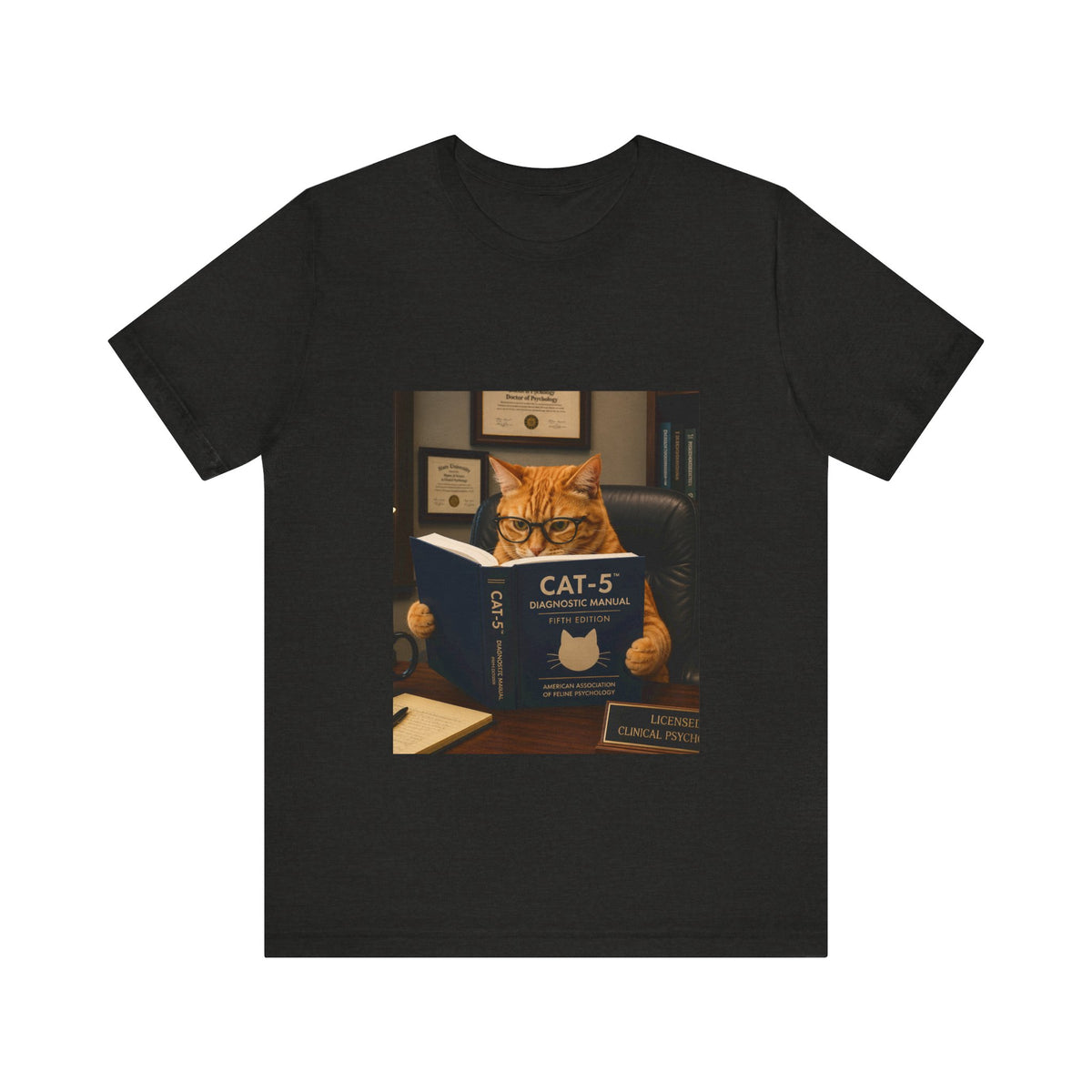 CAT-5 Diagnostic Manual Shirt Funny Therapist Cat Tee Psych NP Gift  Mental Health Shirt  Psychology Cat Graphic Tee
