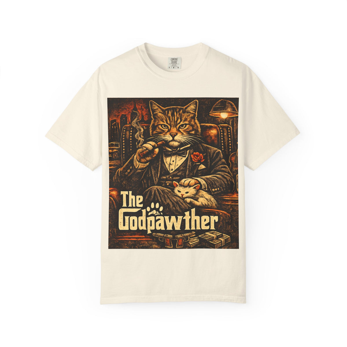 Godpawther Cat Shirt, Funny Mafia Cat Tee, Vintage Cat Lover Graphic Tee, Parody Movie Cat Shirt, Retro Funny Cat Gift, Black Unisex Tee