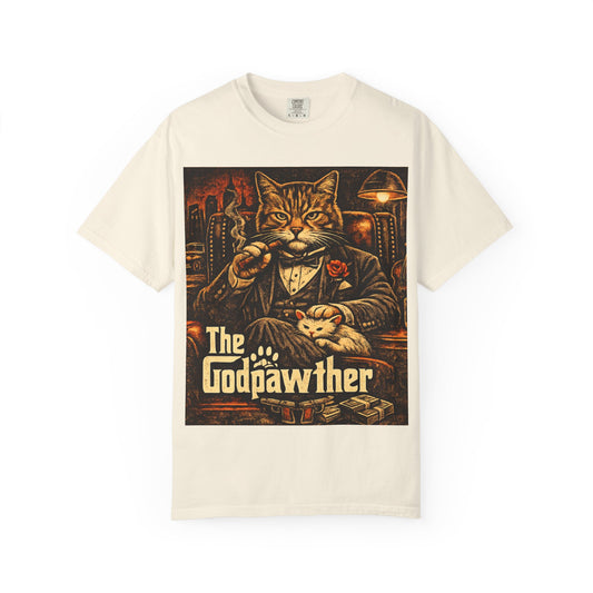 Godpawther Cat Shirt, Funny Mafia Cat Tee, Vintage Cat Lover Graphic Tee, Parody Movie Cat Shirt, Retro Funny Cat Gift, Black Unisex Tee