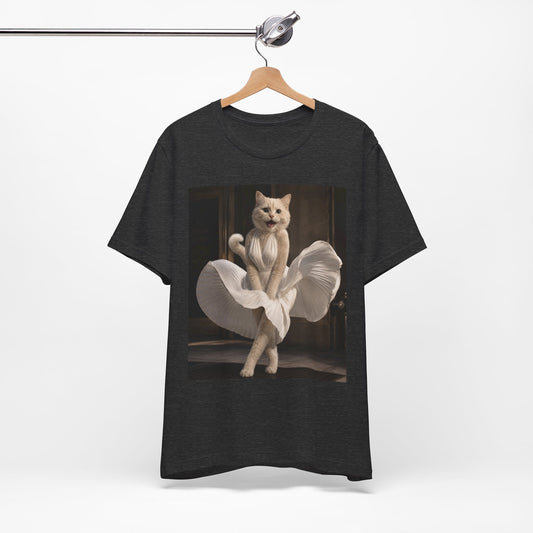 Funny Cat Graphic Tee, Retro Glam Cat Shirt, Vintage Inspired Cat Lover Tee, Cute Meme Cat Gift Cat in Marilyn Dress