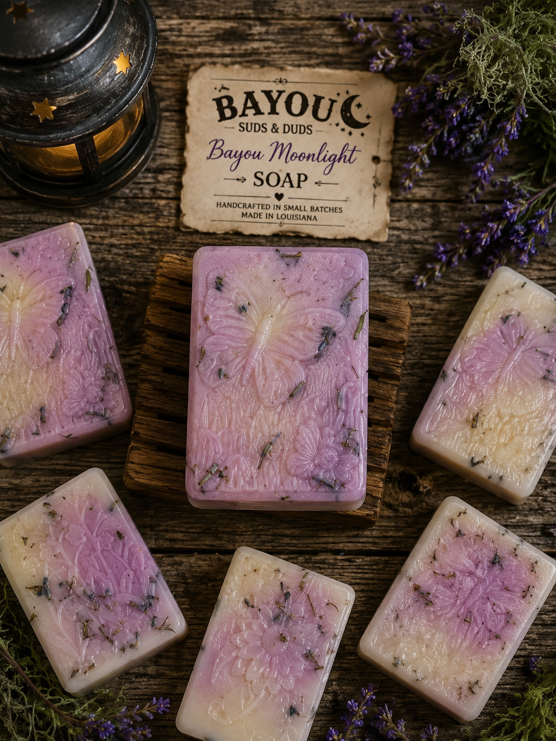 Bayou Midnight Lavender Handmade Soap Bar – Lavender Scented Soap – Relaxing Handmade Bath Soap – Unique Louisiana-Inspired Gift