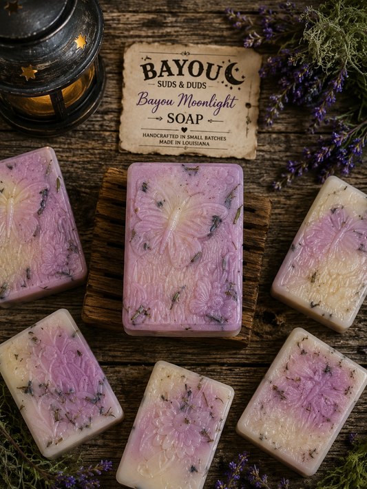 Bayou Midnight Lavender Handmade Soap Bar – Lavender Scented Soap – Relaxing Handmade Bath Soap – Unique Louisiana-Inspired Gift