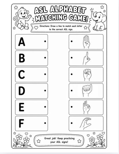 ASL Alphabet Coloring Book | Printable Digital PDF | ASL Learning Activity