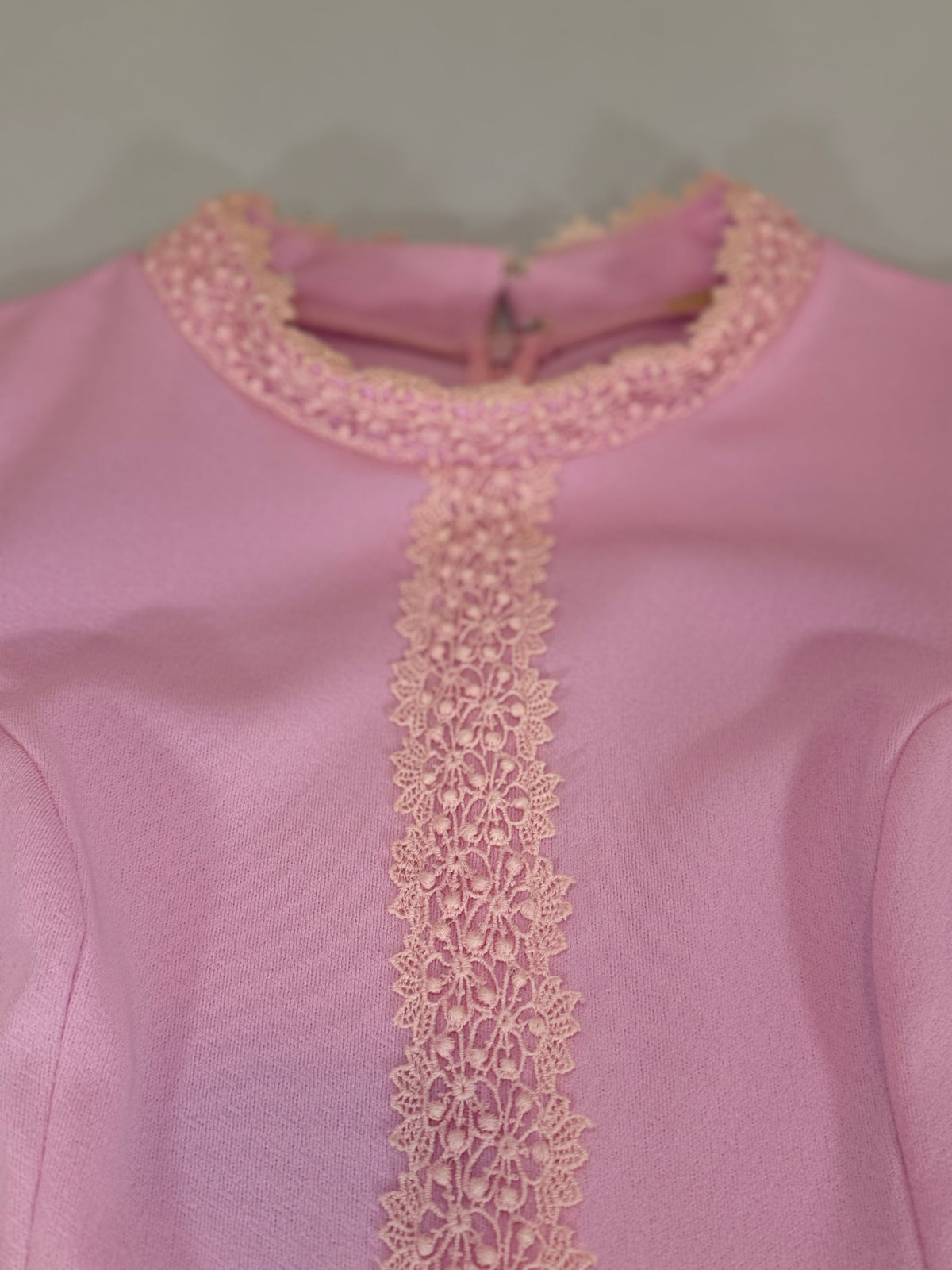 Vintage 1960s Alfred Werber Pink Dress & Matching Jacket 2-Piece Set Lace Trim