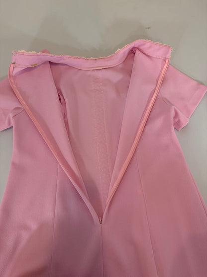 Vintage 1960s Alfred Werber Pink Dress & Matching Jacket 2-Piece Set Lace Trim