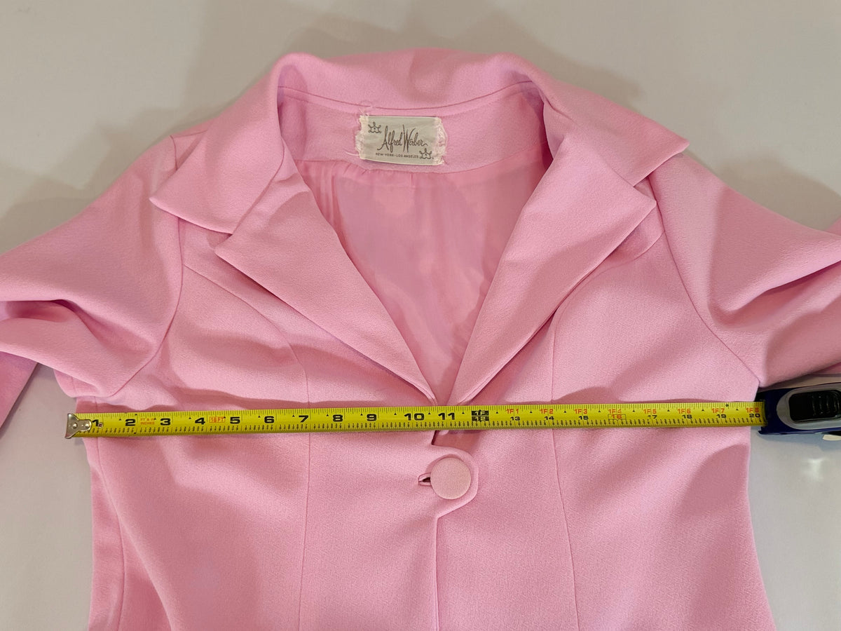 Vintage 1960s Alfred Werber Pink Dress & Matching Jacket 2-Piece Set Lace Trim