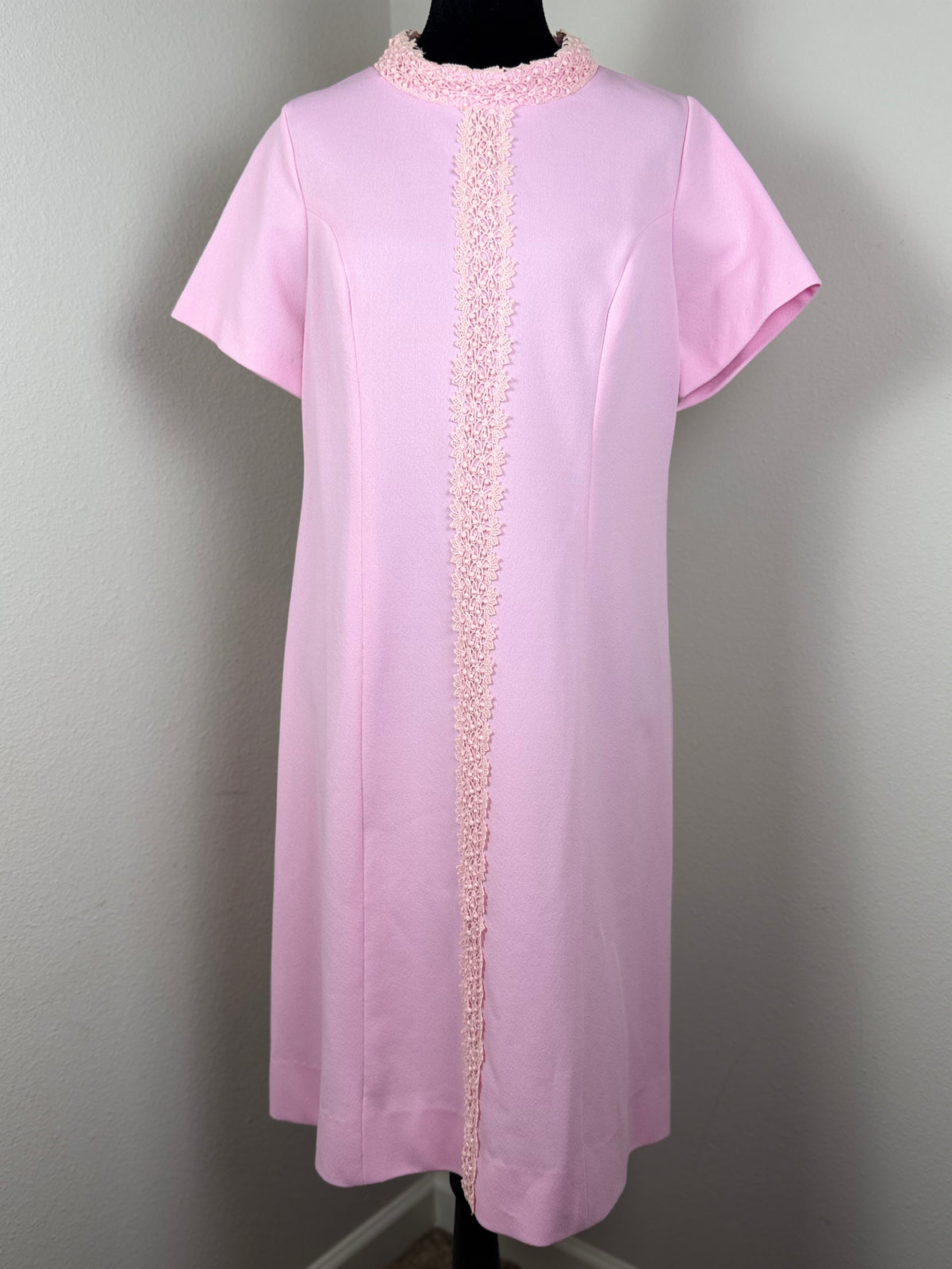 Vintage 1960s Alfred Werber Pink Dress & Matching Jacket 2-Piece Set Lace Trim