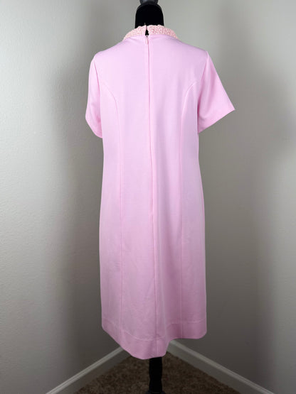 Vintage 1960s Alfred Werber Pink Dress & Matching Jacket 2-Piece Set Lace Trim