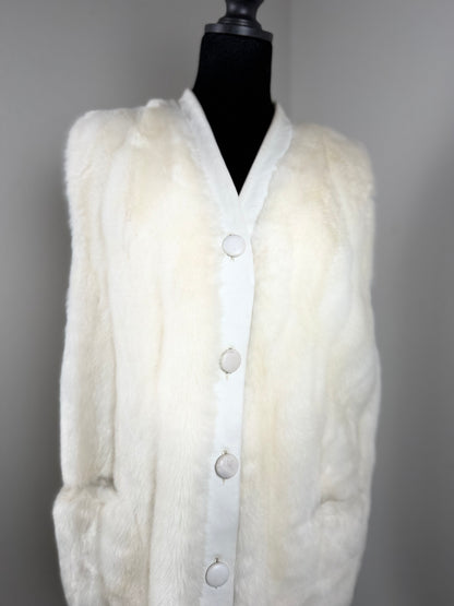 Vintage Adolph Schuman for Lillie Ann Ivory Faux Fur Vest Made in England