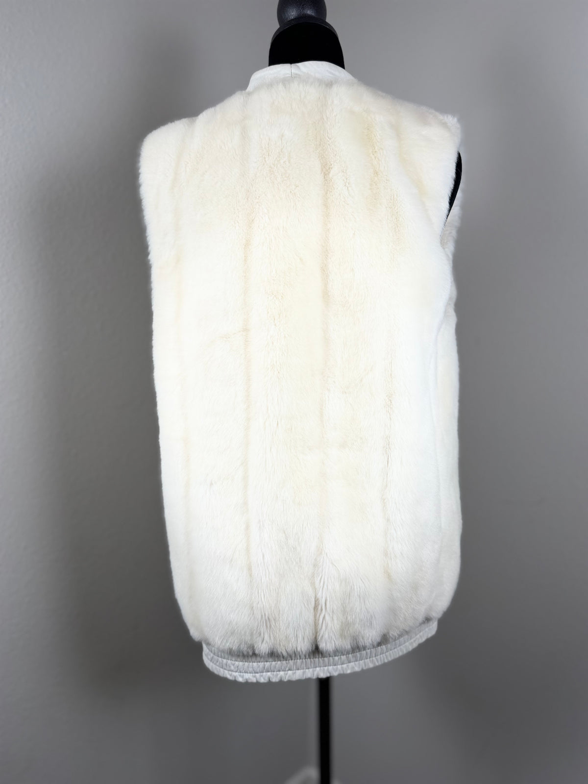 Vintage Adolph Schuman for Lillie Ann Ivory Faux Fur Vest Made in England