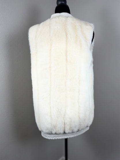 Vintage Adolph Schuman for Lillie Ann Ivory Faux Fur Vest Made in England