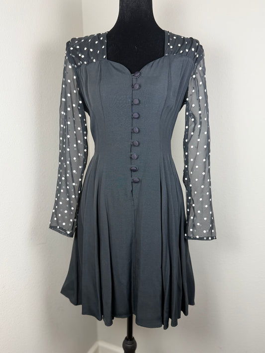 Vintage Diamond’s Run by Wayne Diamond Black Polka Dot Fit & Flare Dress – Made in USA