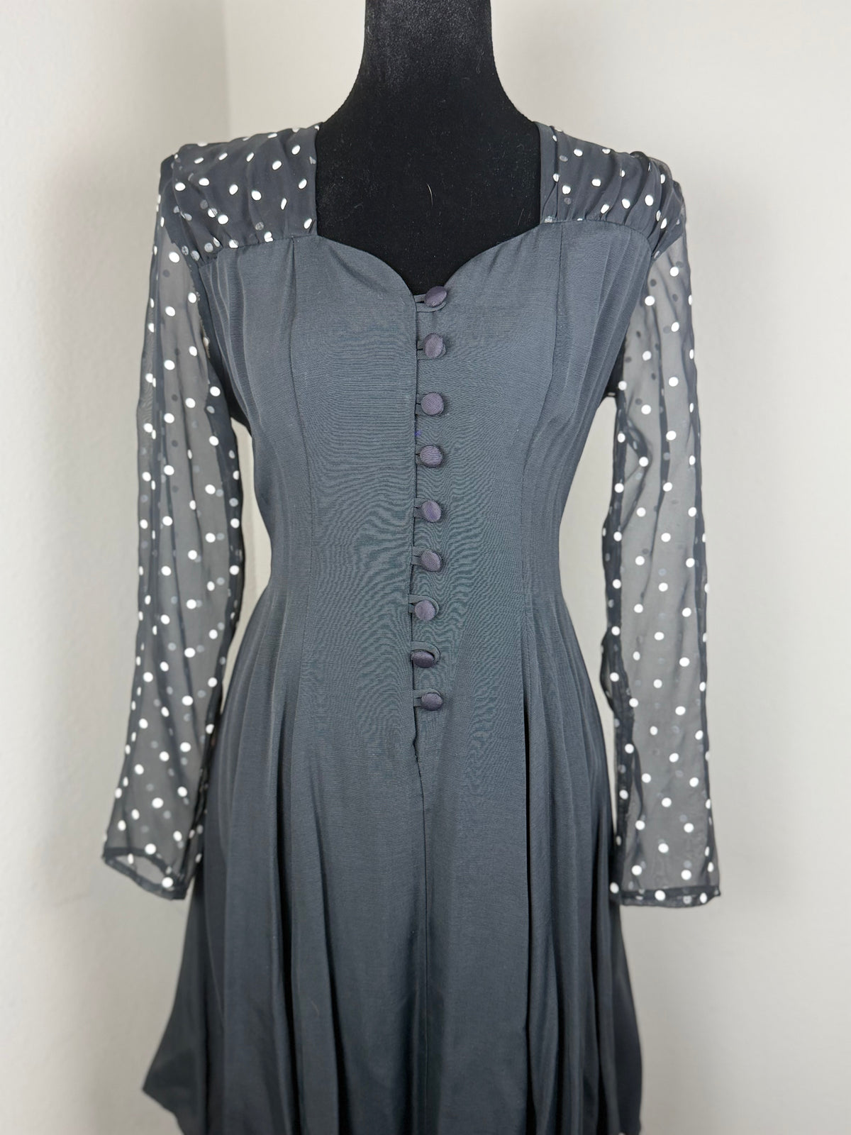 Vintage Diamond’s Run by Wayne Diamond Black Polka Dot Fit & Flare Dress – Made in USA