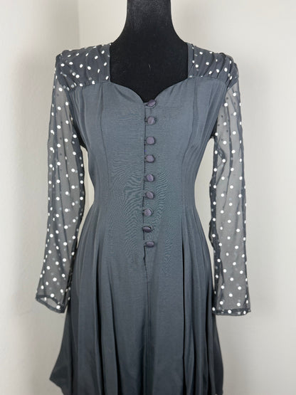 Vintage Diamond’s Run by Wayne Diamond Black Polka Dot Fit & Flare Dress – Made in USA