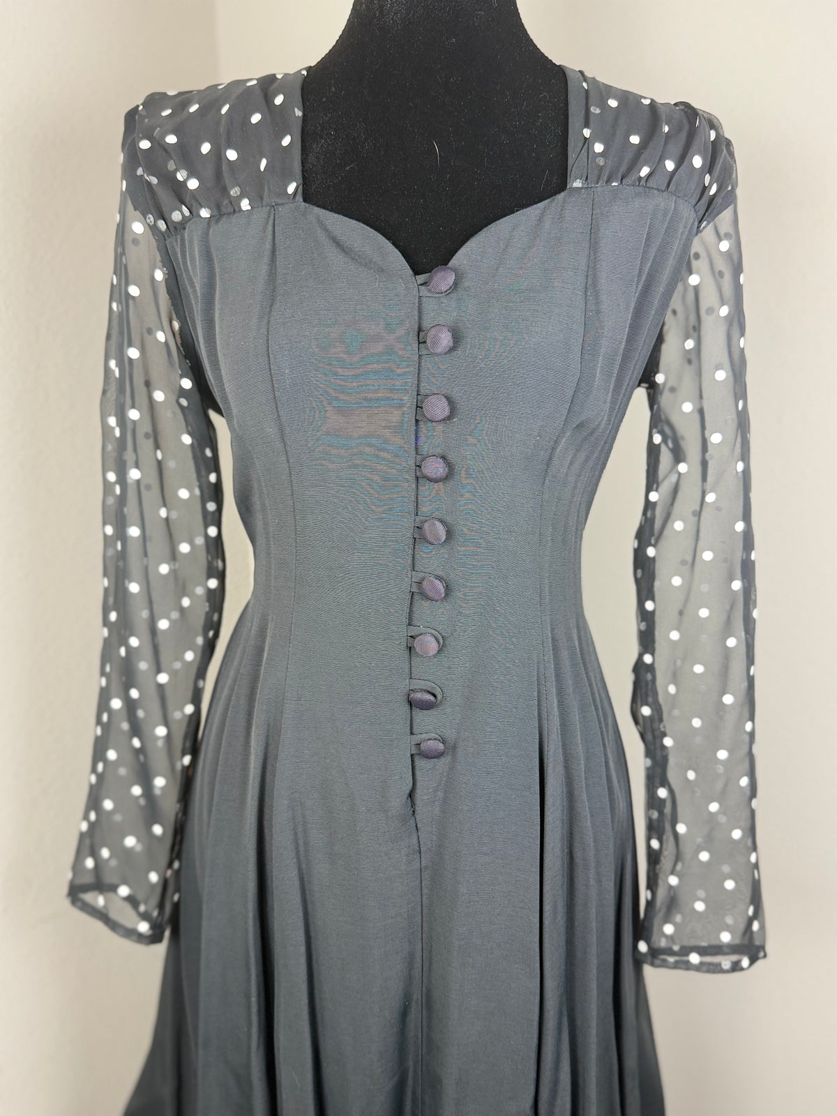 Vintage Diamond’s Run by Wayne Diamond Black Polka Dot Fit & Flare Dress – Made in USA
