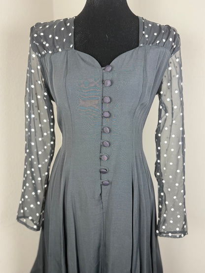 Vintage Diamond’s Run by Wayne Diamond Black Polka Dot Fit & Flare Dress – Made in USA