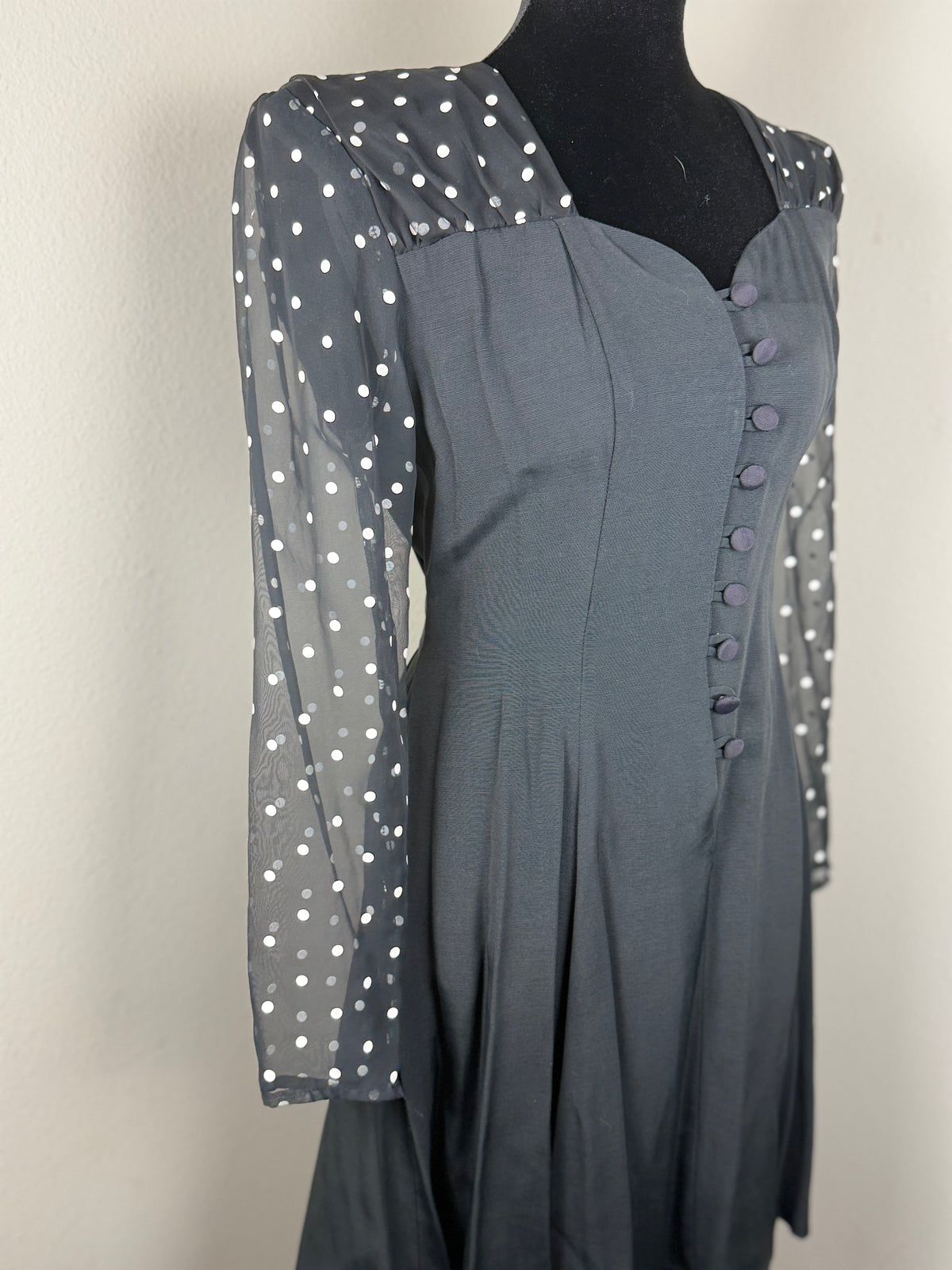 Vintage Diamond’s Run by Wayne Diamond Black Polka Dot Fit & Flare Dress – Made in USA