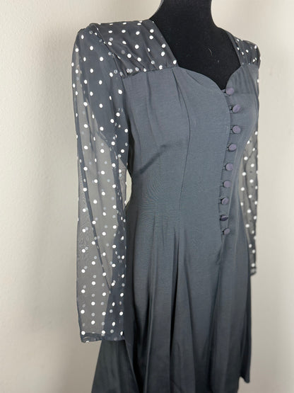 Vintage Diamond’s Run by Wayne Diamond Black Polka Dot Fit & Flare Dress – Made in USA