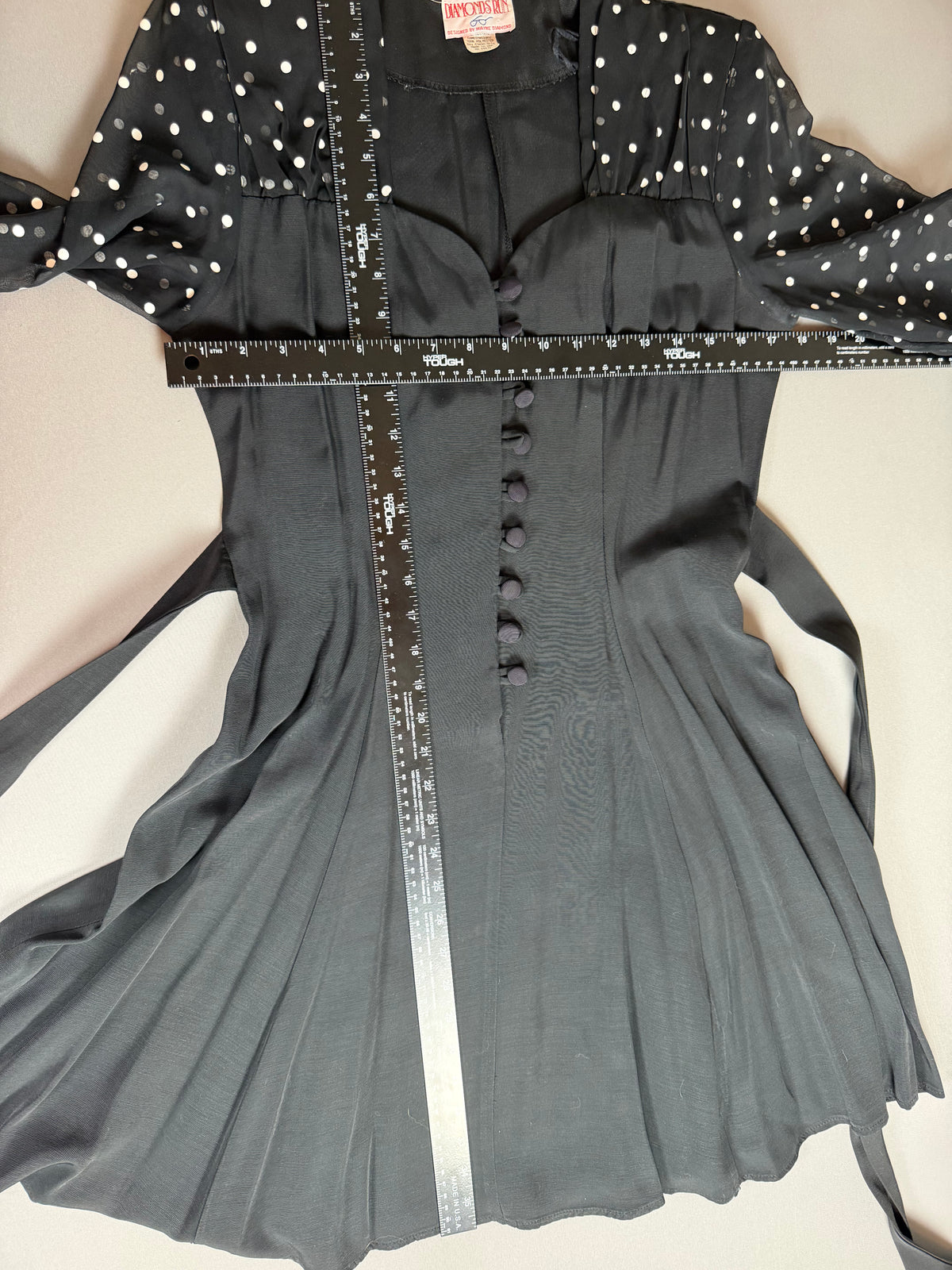 Vintage Diamond’s Run by Wayne Diamond Black Polka Dot Fit & Flare Dress – Made in USA