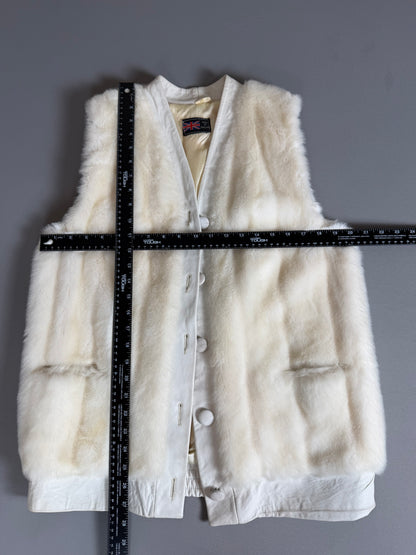 Vintage Adolph Schuman for Lillie Ann Ivory Faux Fur Vest Made in England