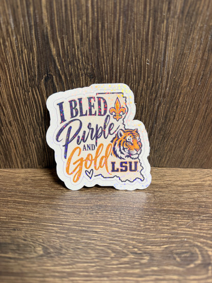 Bleed Purple and Gold LSU Tiger Sticker | Louisiana Tiger Sticker | LSU Fan Decal | Purple & Gold Sticker | Louisiana Sticke