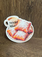 New Orleans Beignets & Coffee 3" Sticker | Café Du Monde Inspired Louisiana Food Sticker | NOLA Sticker
