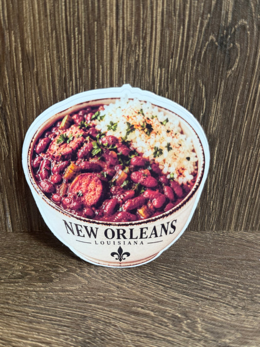 Red Beans & Rice Sticker 3" | New Orleans Louisiana Food Sticker | Cajun Food Sticker | NOLA Foodie Gift