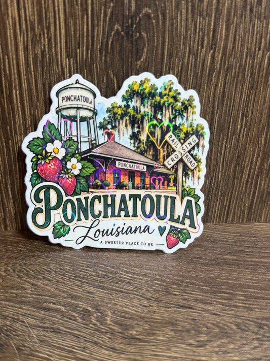 Ponchatoula Louisiana Sticker 3" | Strawberry Sticker | Louisiana Hometown Sticker | Ponchatoula LA Gift