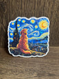 Starry Night Dog Vinyl Sticker | Van Gogh Inspired Dog Art Sticker