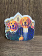 Golden Retriever Vintage Family Portrait Vinyl Sticker | Dog Art Sticker